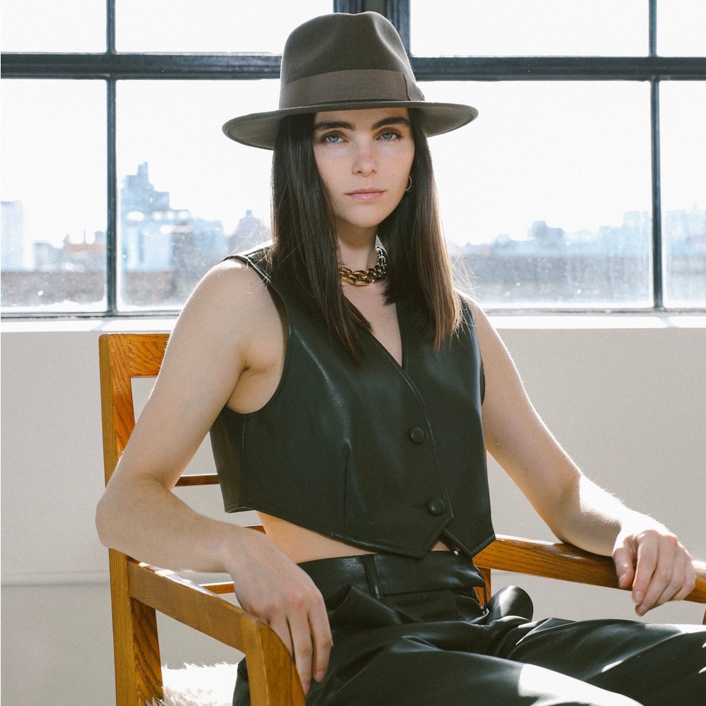 Olive Green Vegan Leather Vest